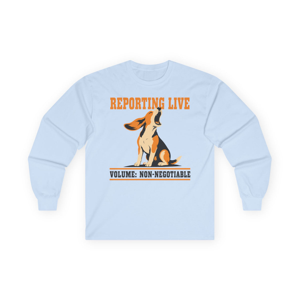 Reporting Live Howling Beagle Long Sleeve Tee in Light Blue
