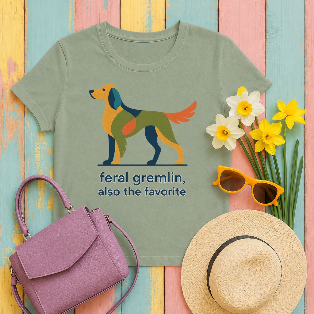 English Setter Feral Gremlin Tee in Sage