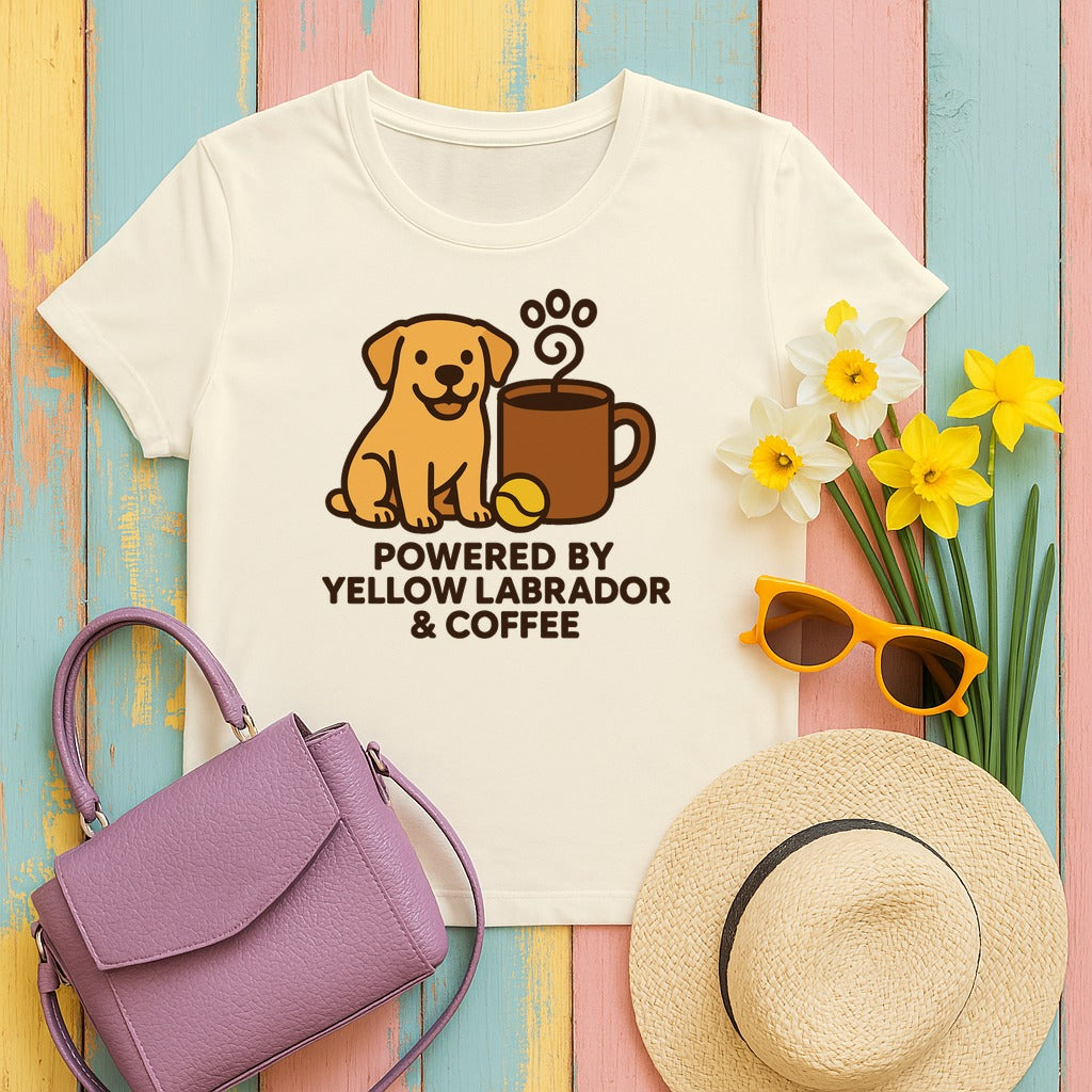 Lab & Coffee Fuel Dog Lover's T-Shirt in Natural