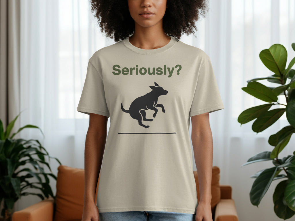 Seriously with Jumping Dog Graphic T-Shirt