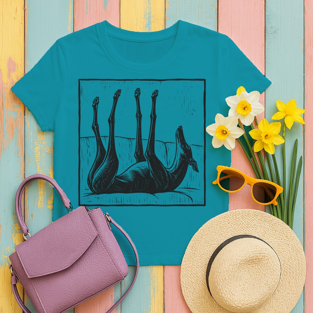 Upside Down Sleeping Greyhound T-Shirt in Tropical Blue