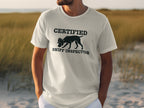 White t-shirt with "Certified Sniff Inspector" and a dog sniffing text.