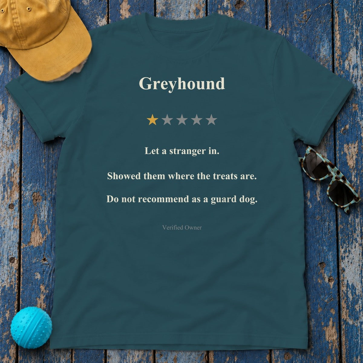 Greyhound One-Star Review Tee in Heather Deep Teal