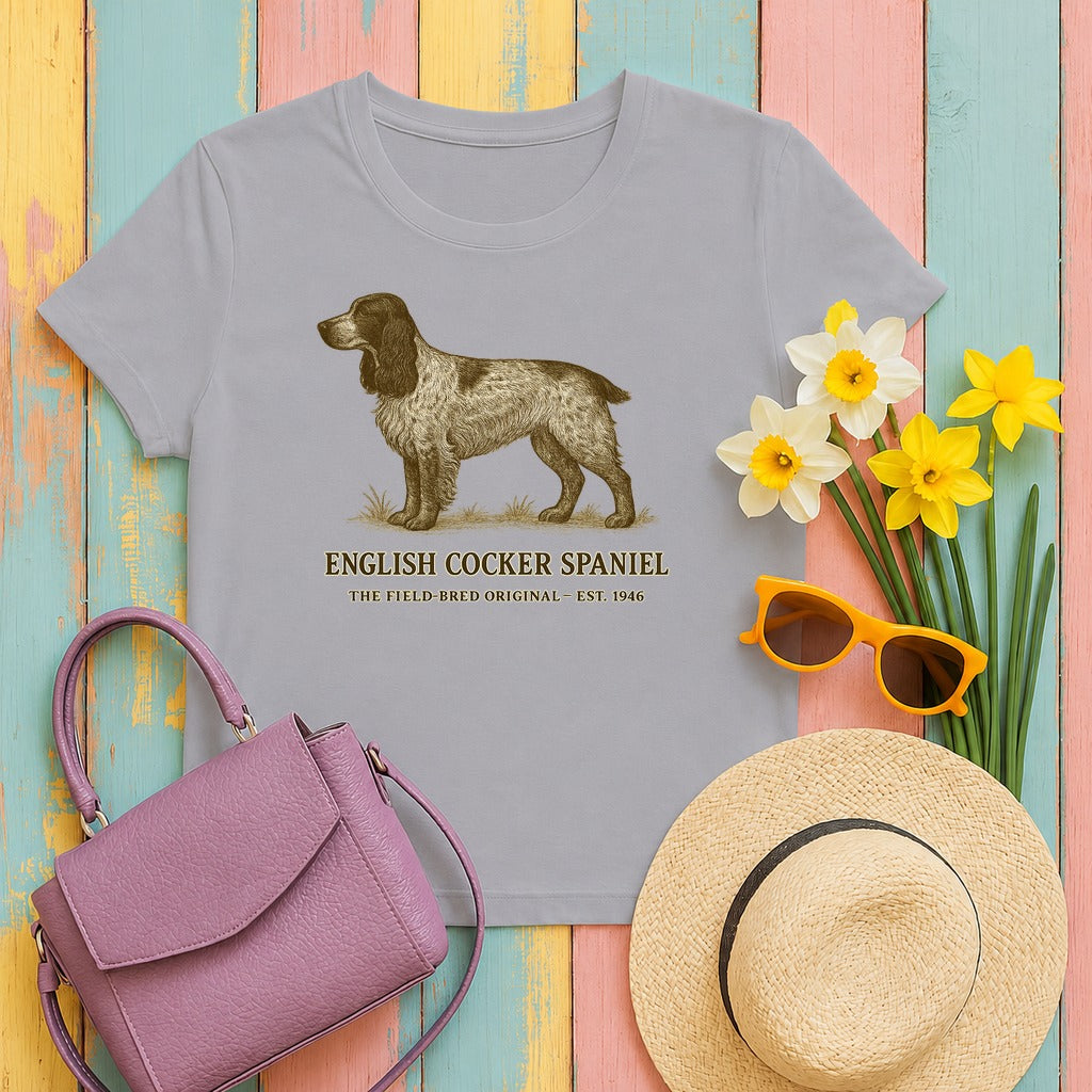 English Cocker Spaniel Field Guide Tee in Athletic Heather