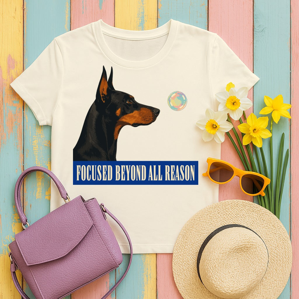 Focused Beyond Reason Doberman T-shirt in Natural