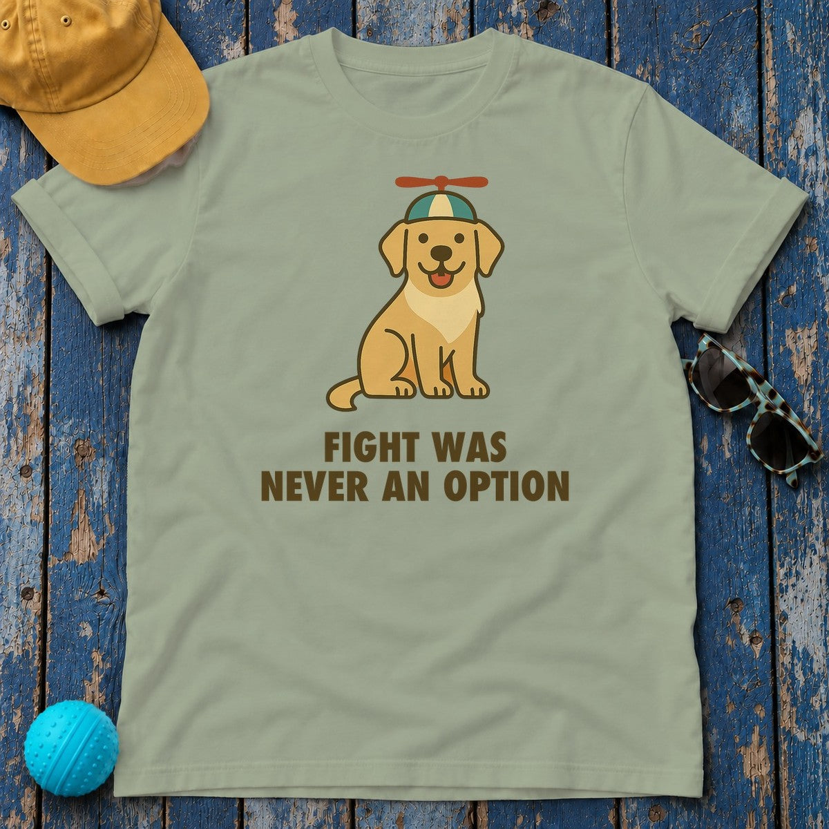 Golden Retriever Fight Was Never An Option Tee in Sage