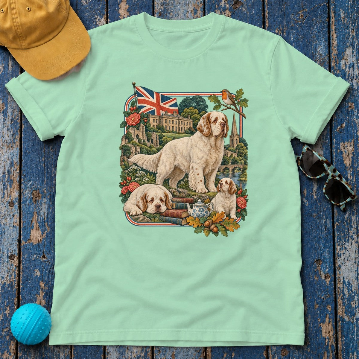Clumber Spaniel England Heritage T-Shirt in Mint