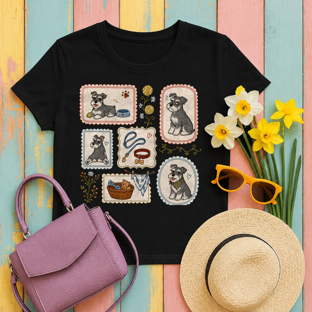 Schnauzer Serenade Art T-Shirt in Black
