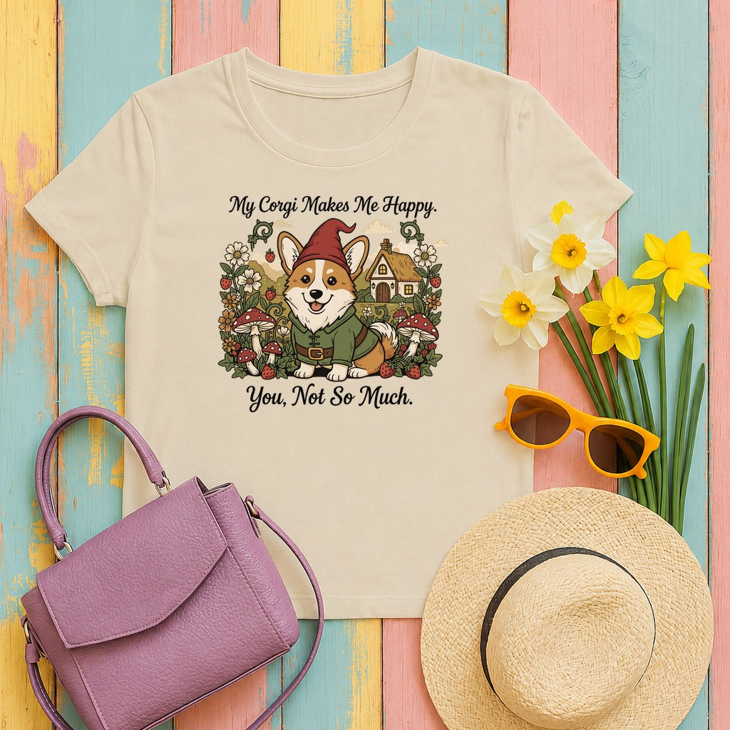 Corgi Gnome T-Shirt in Sand