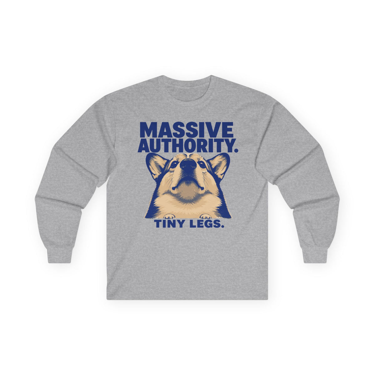 Corgi Authority: Tiny Legs Long Sleeve Tee in Sport Grey