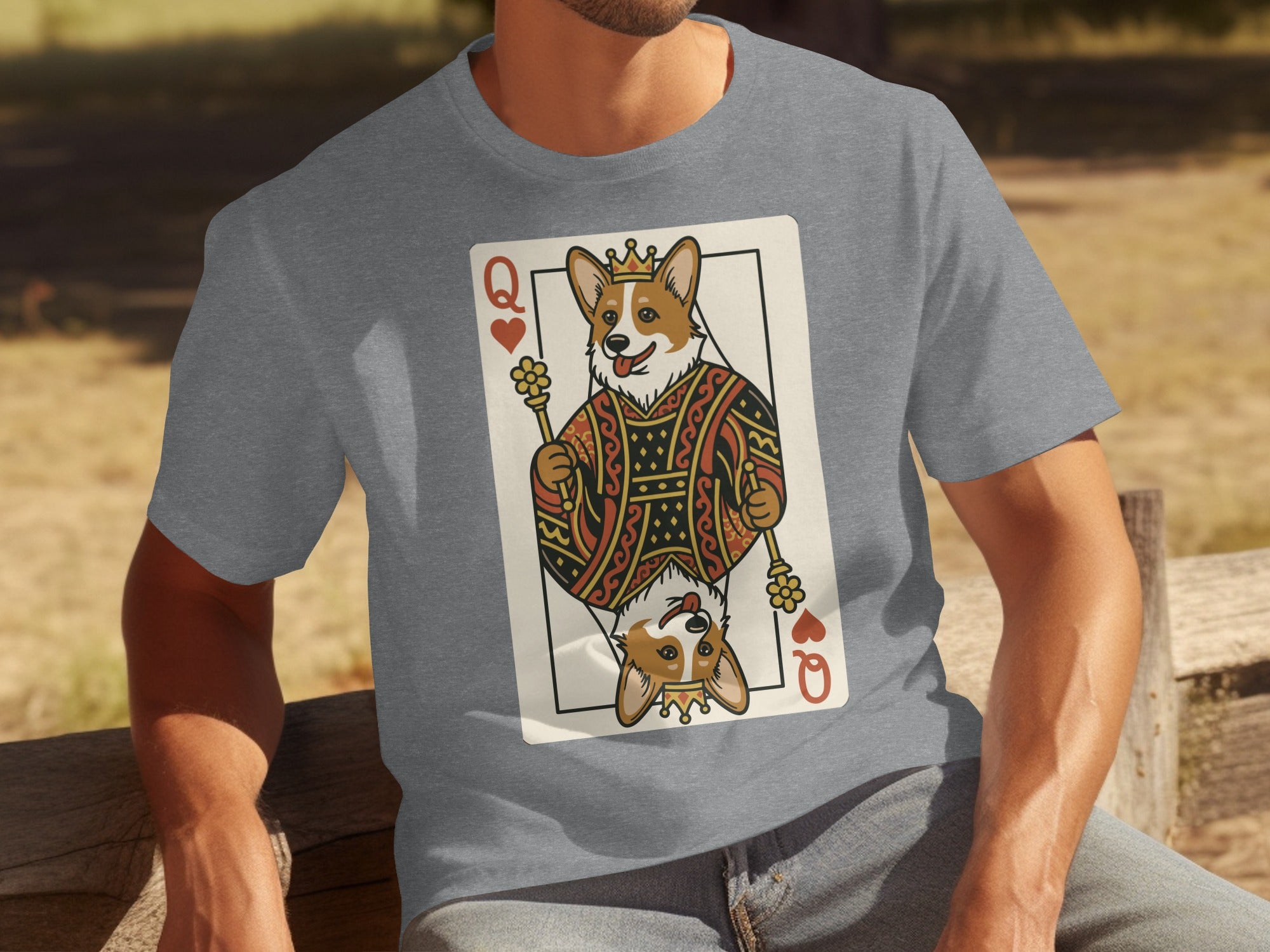 Corgi Queen of Hearts Playing Card Graphic T-shirt