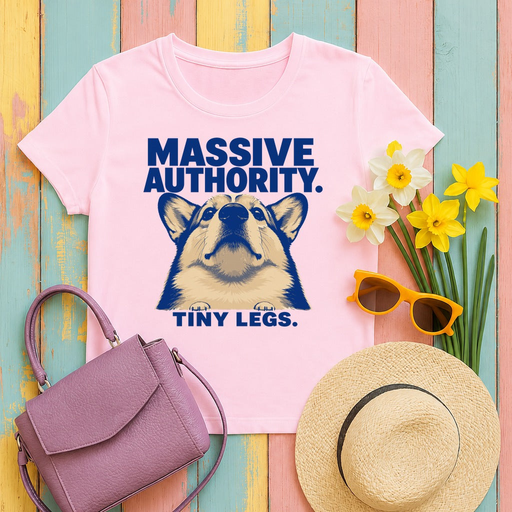 Corgi Authority: Tiny Legs T-Shirt in Light Pink