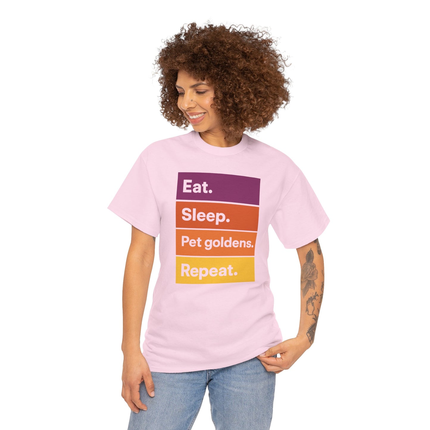 Color Block Unisex Tee - Eat, Sleep, Pet Goldens, Repeat TShirt