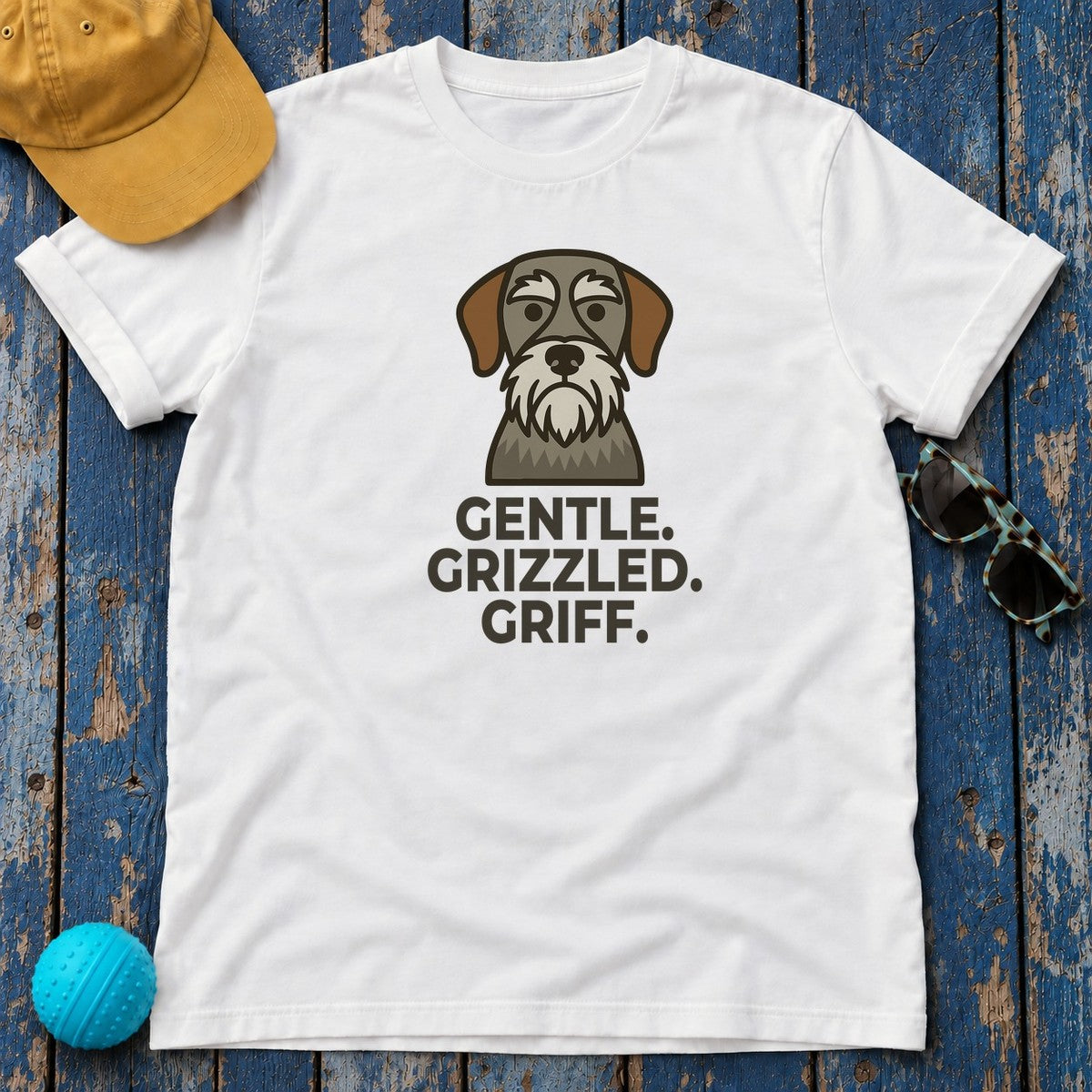 Gentle. Grizzled. Griff. Wirehaired Pointing Griffon T-Shirt in White