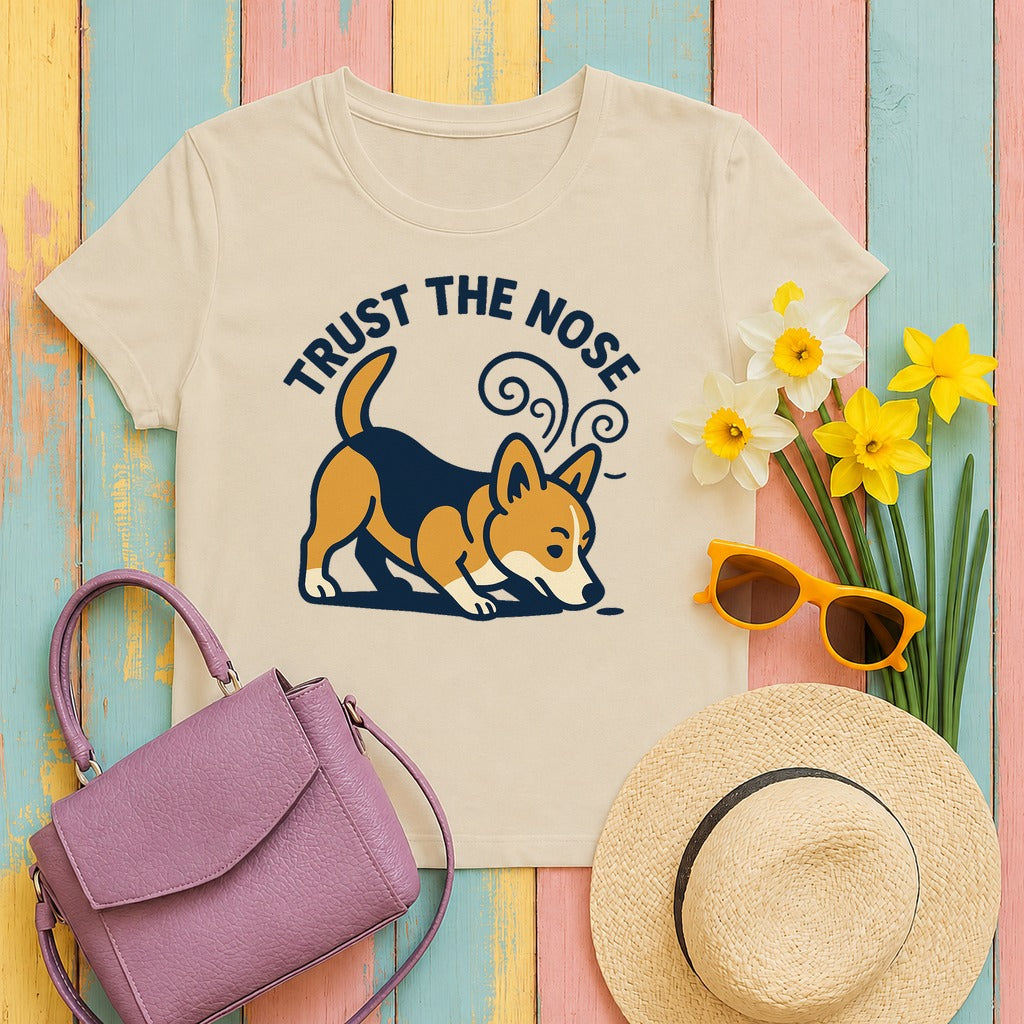 Trust the Nose Corgi Explorer T-Shirt in Sand
