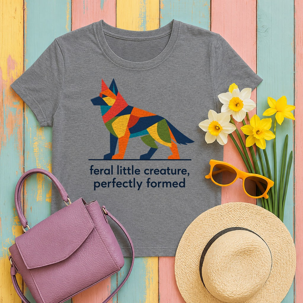 Abstract Feral German Shepherd T-Shirt in Graphite Heather