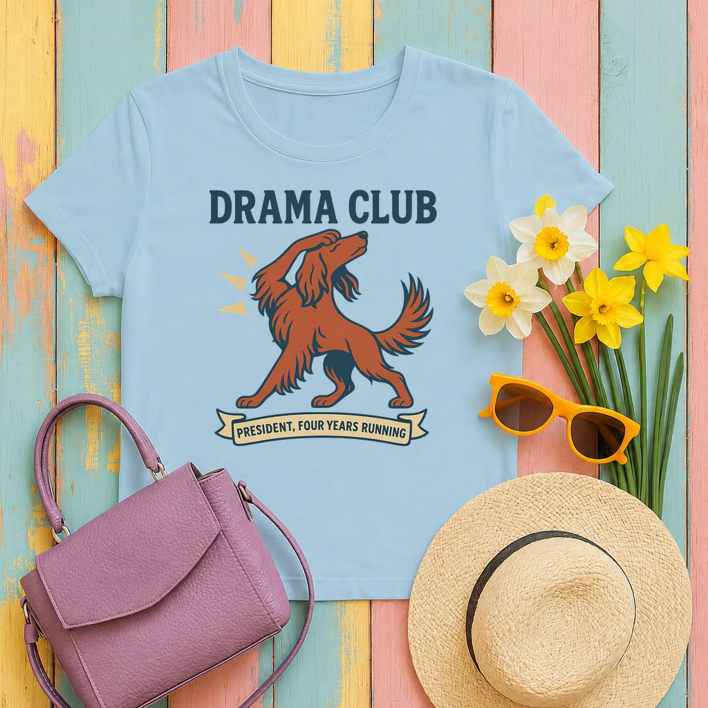 Irish Setter Drama Club President T-shirt in Light Blue
