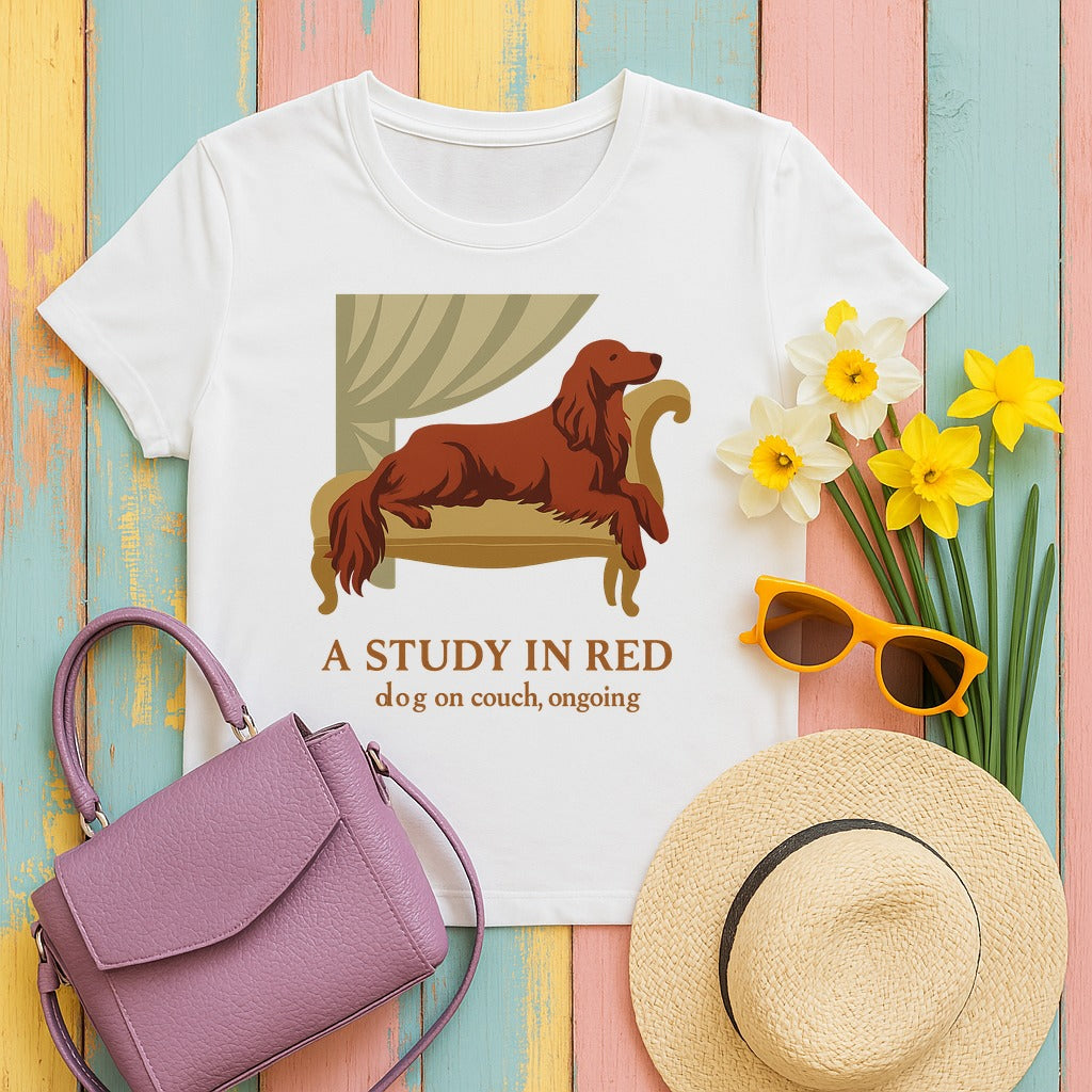 Irish Setter A Study in Red T-shirt in White
