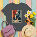 Snort French Bulldog Dog with Suit Design Funny T-Shirt in Charcoal