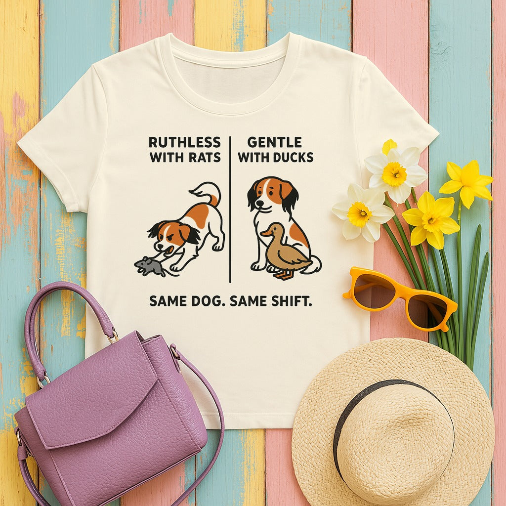 Kooikerhondje Ruthless With Rats Tee in Natural