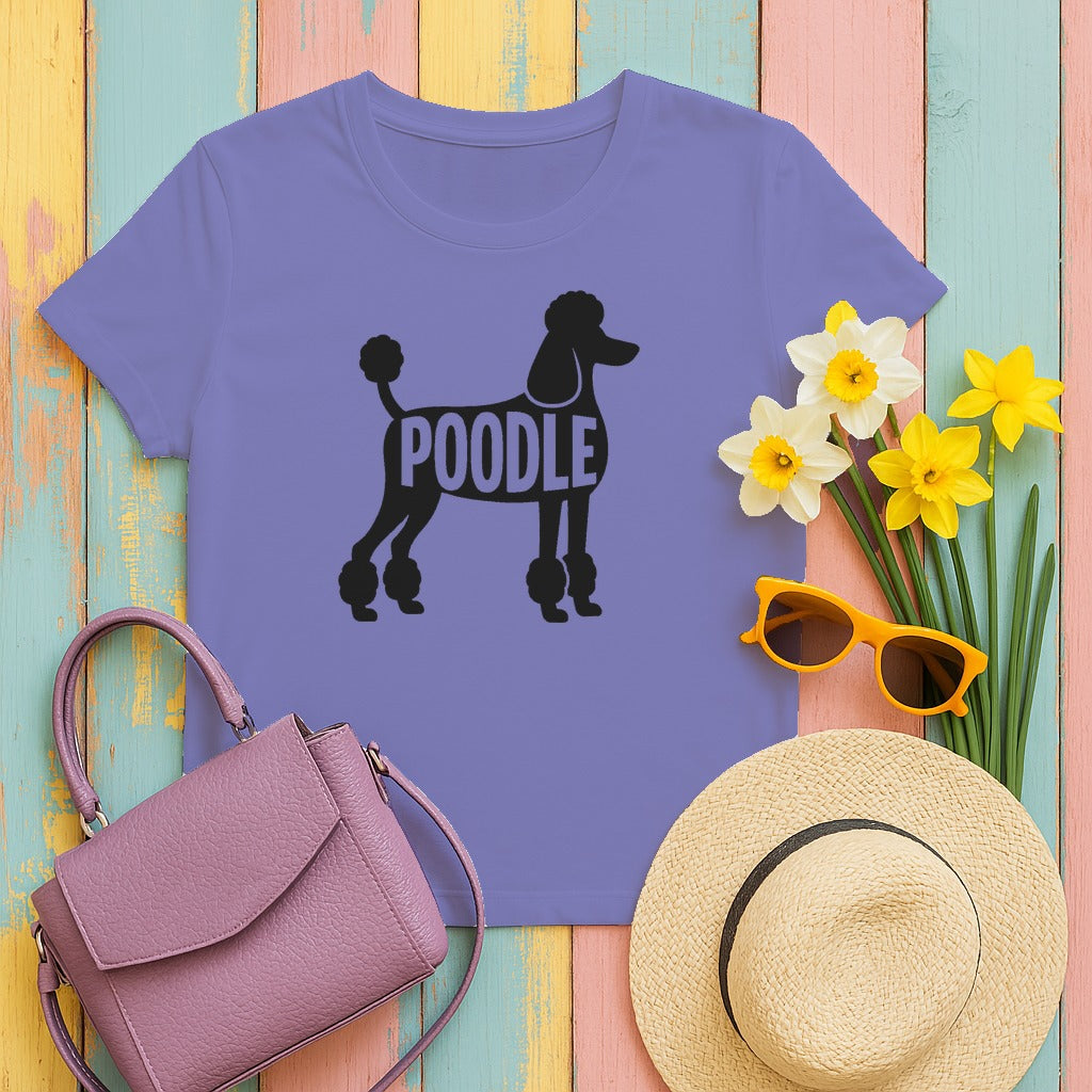 Elegant Poodle Silhouette T-Shirt in Violet