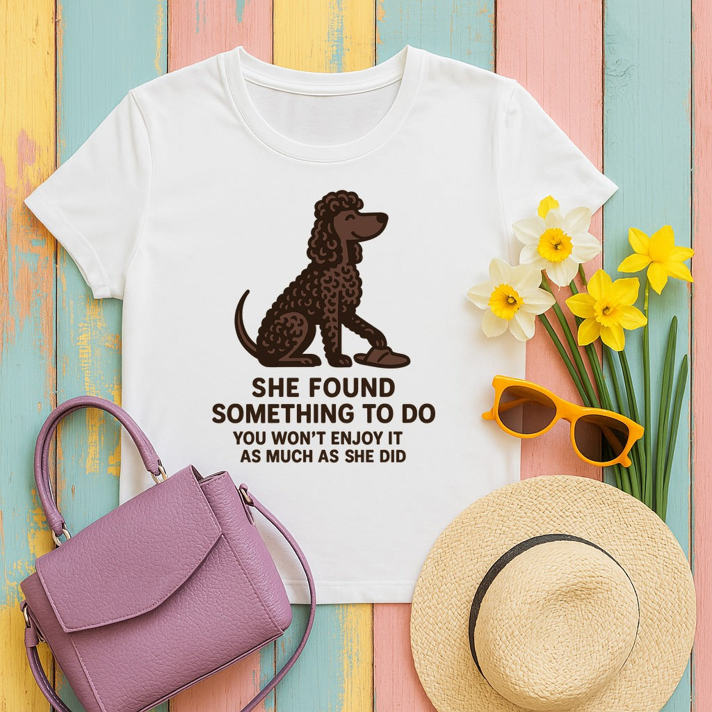 Irish Water Spaniel She Found Something To Do Tee in White