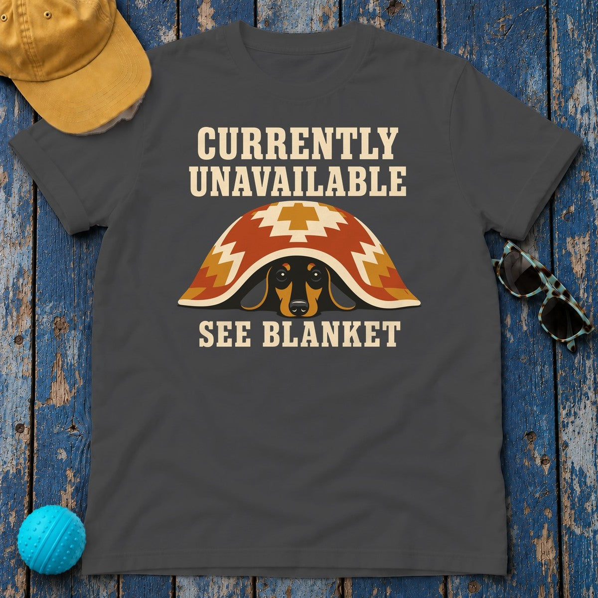 See Blanket Dachshund T-shirt in Dark Heather