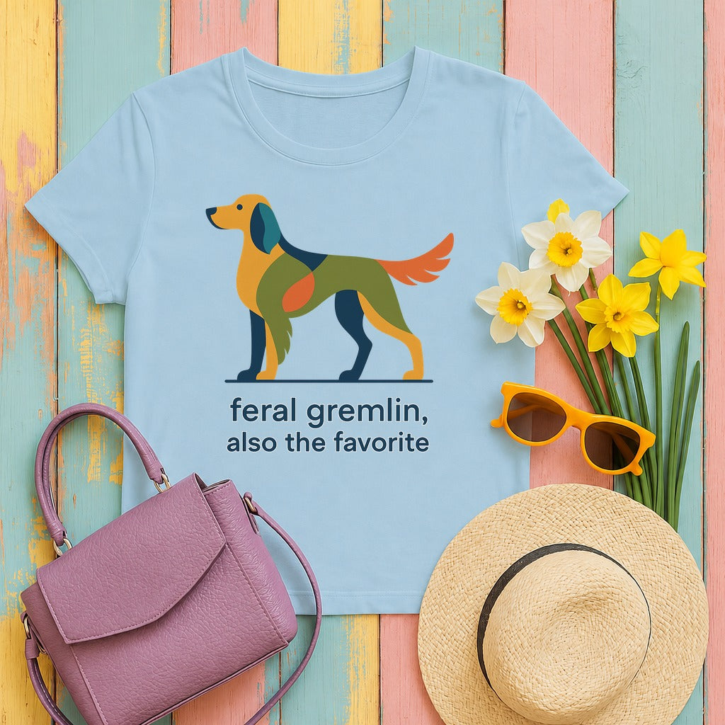English Setter Feral Gremlin Tee in Light Blue