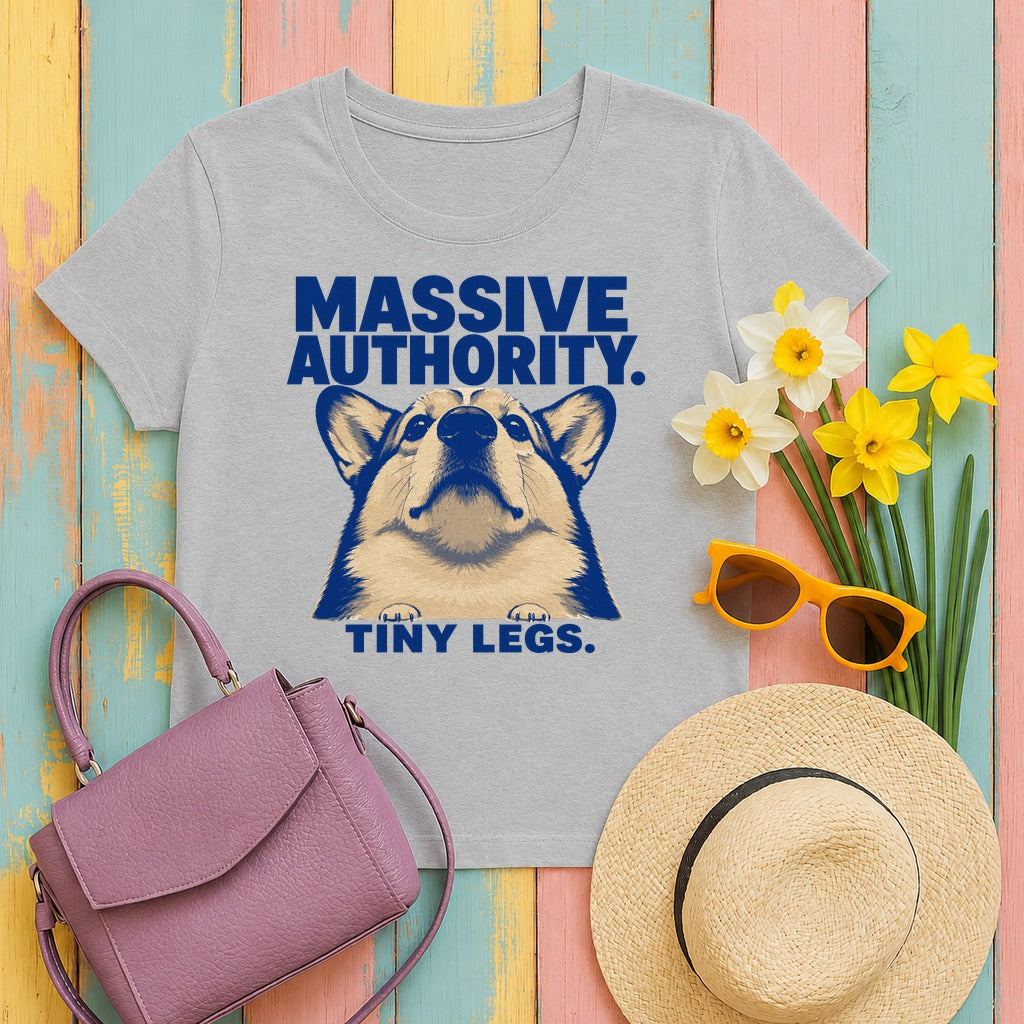 Corgi Authority: Tiny Legs T-Shirt in Sport Grey