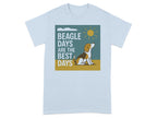 Light blue t-shirt with "BEAGLE DAYS ARE THE BEST DAYS" graphic and beagle dog.