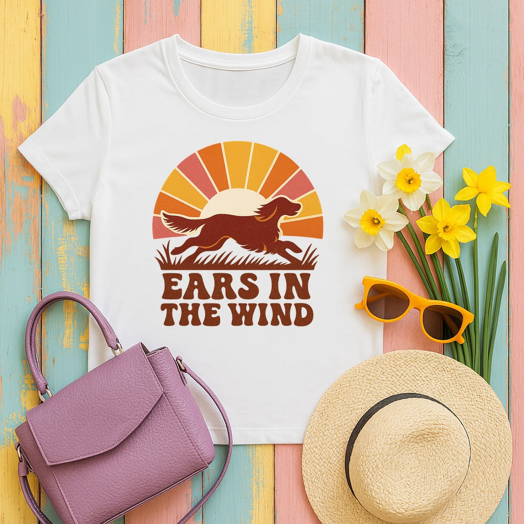 Irish Setter Ears in the Wind T-shirt in White
