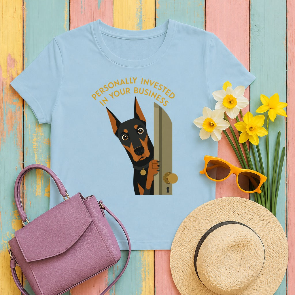 Personally Invested Doberman T-Shirt in Light Blue