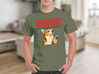 Green t-shirt with "DEMOCRACY WAS NEVER AN OPTION" and a corgi.