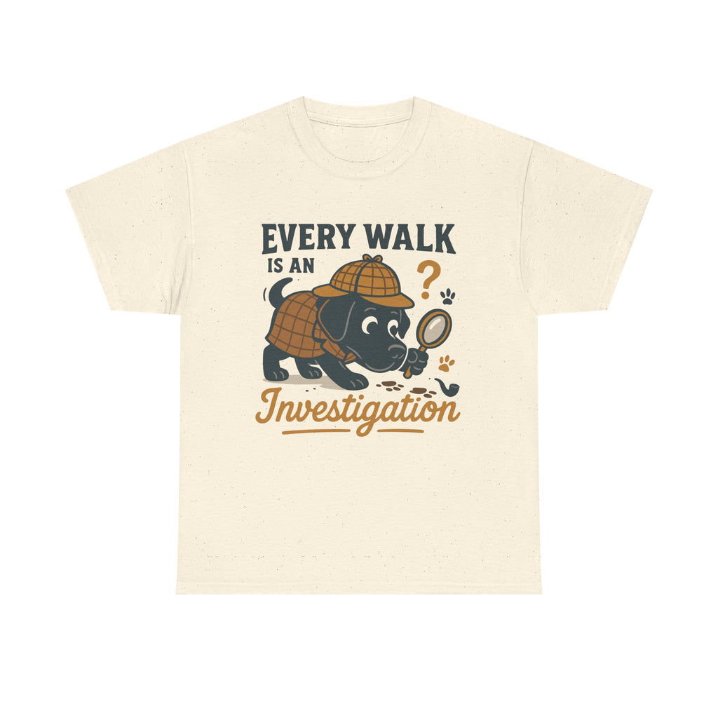 Black Lab "Every Walk is an Investigation" Cartoon Tee