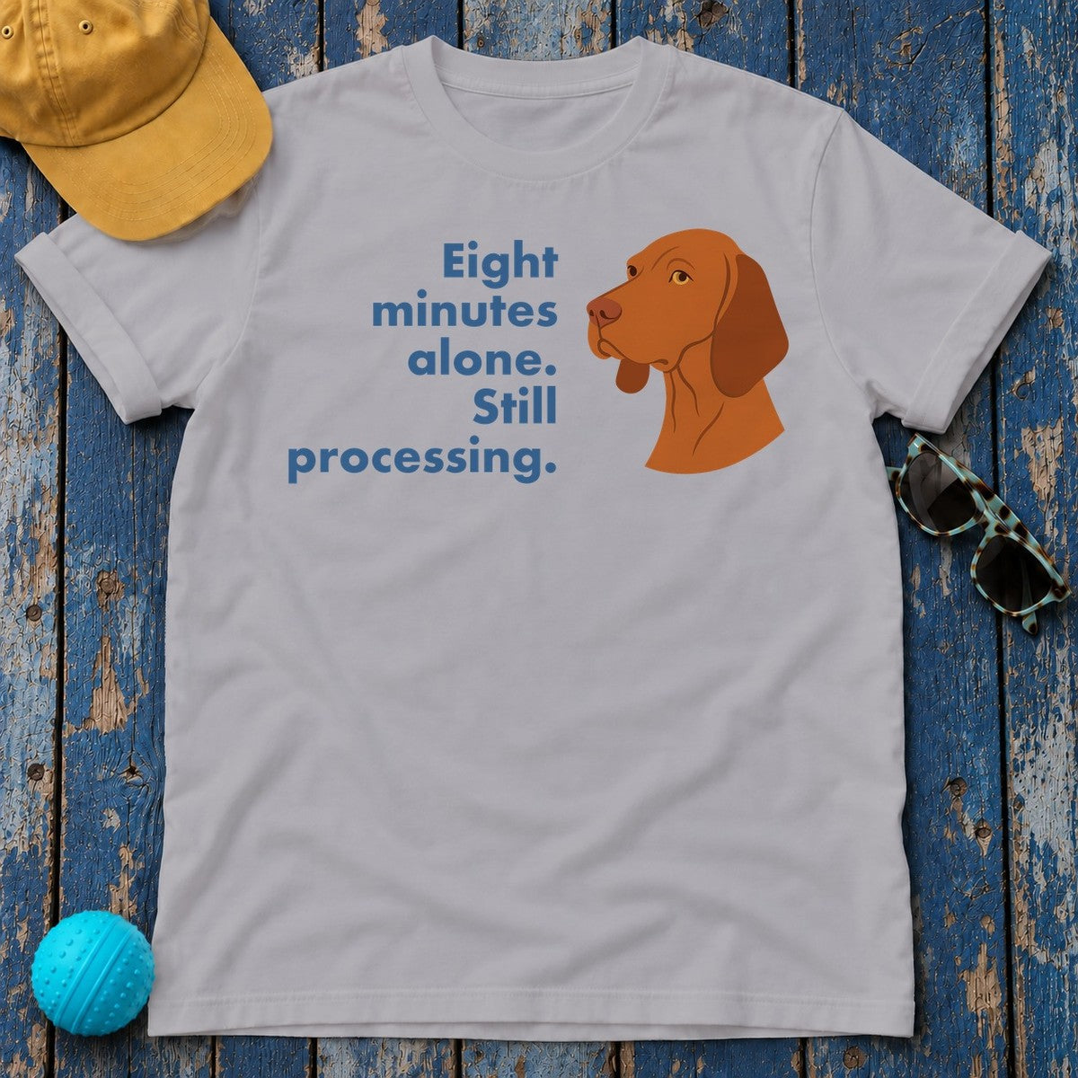Vizsla Eight Minutes Alone Still Processing Tee in Athletic Heather