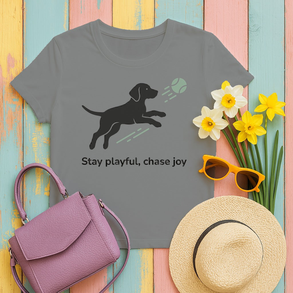 Stay Playful Vizsla T-Shirt in Grey