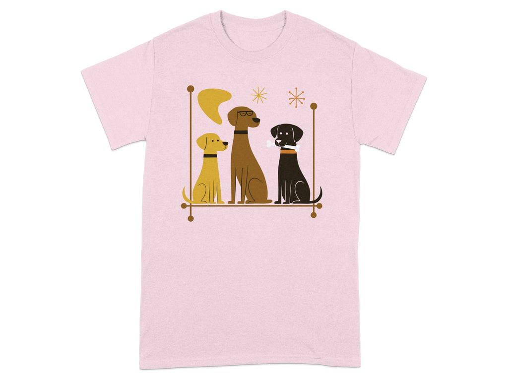 Three Cute Dogs Graphic Light Pink T-Shirt