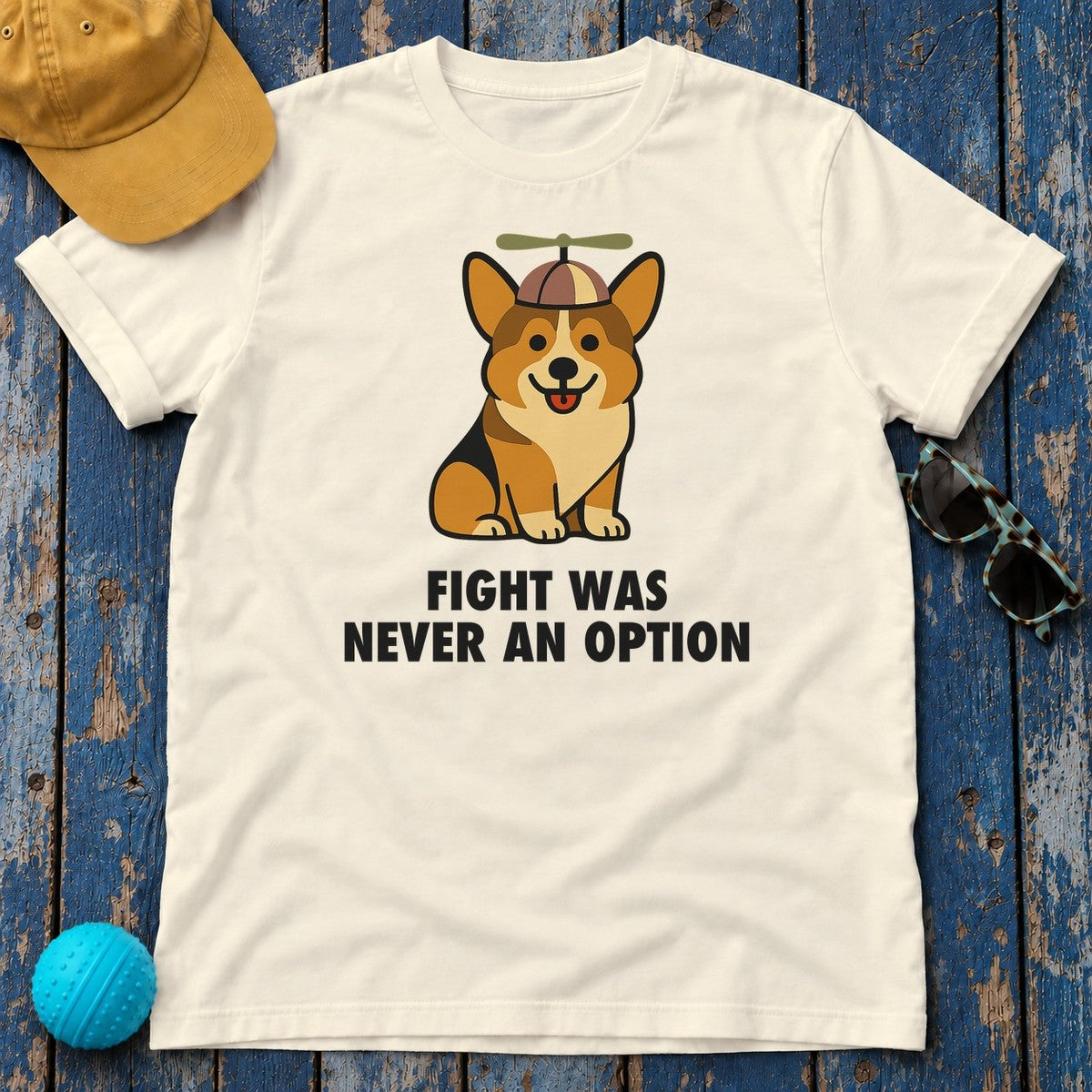Corgi Fight Was Never An Option Tee in Natural