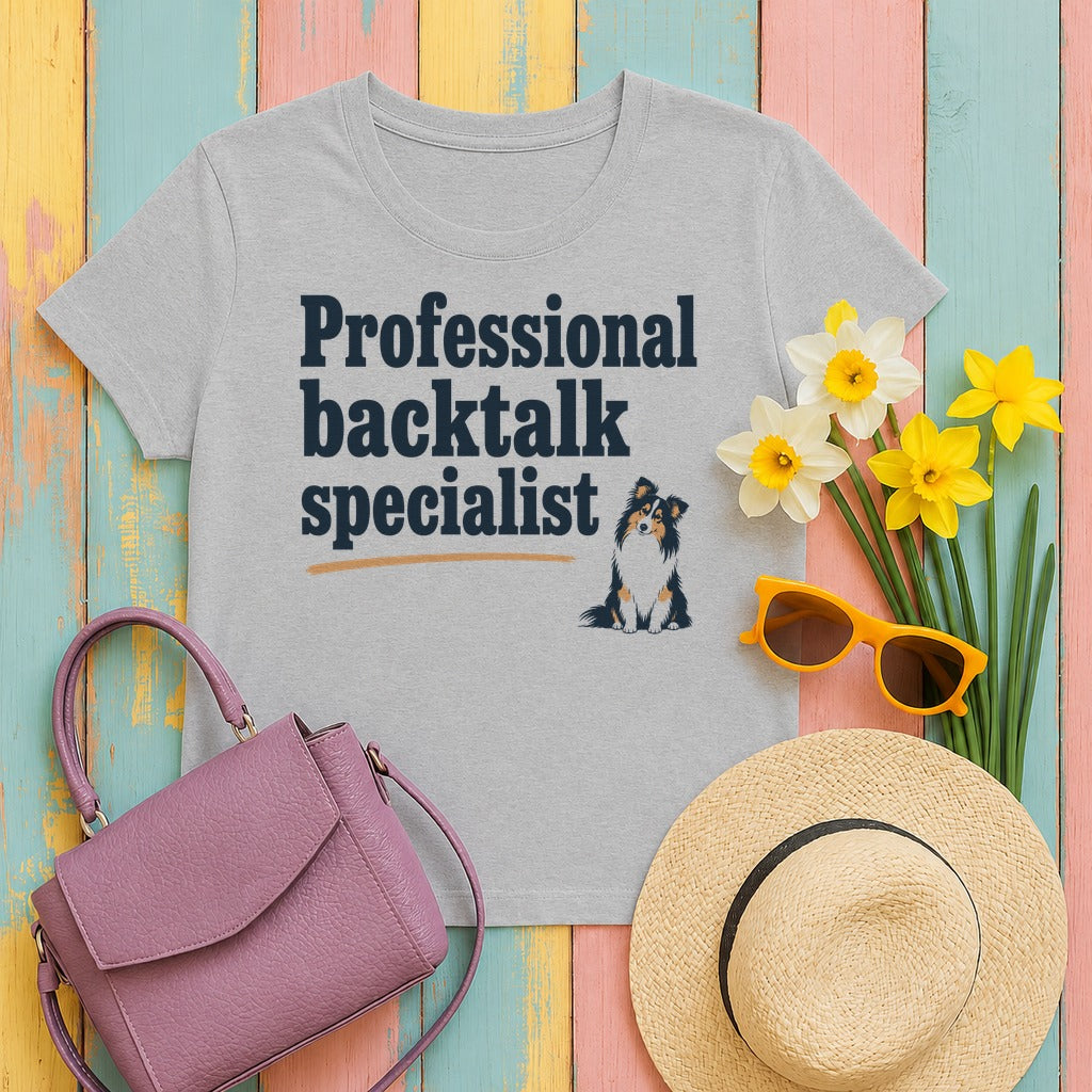 Professional Backtalk Specialist Sheltie T-Shirt in Sport Grey