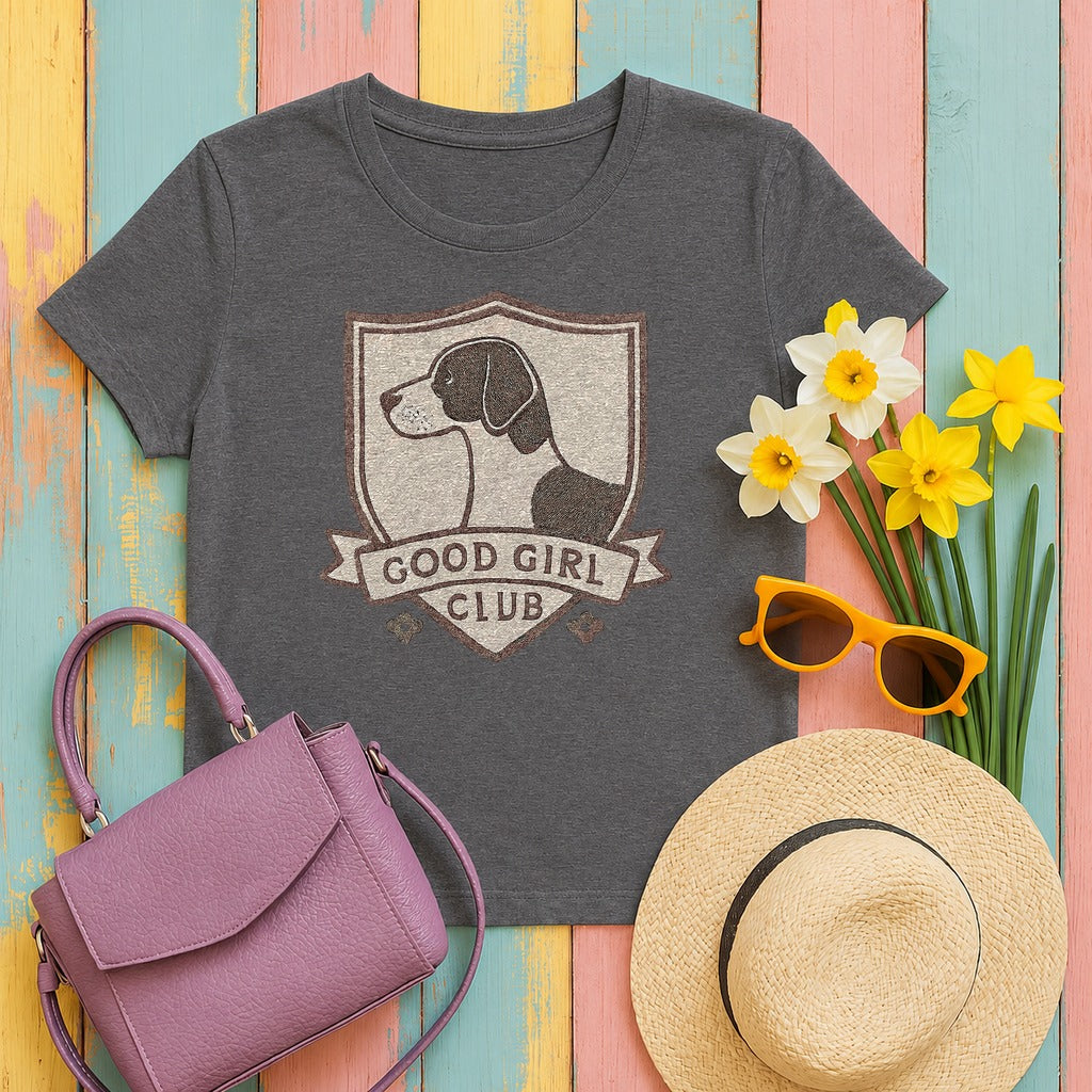 Pointer Good Girl Club T-shirt in Dark Grey Heather