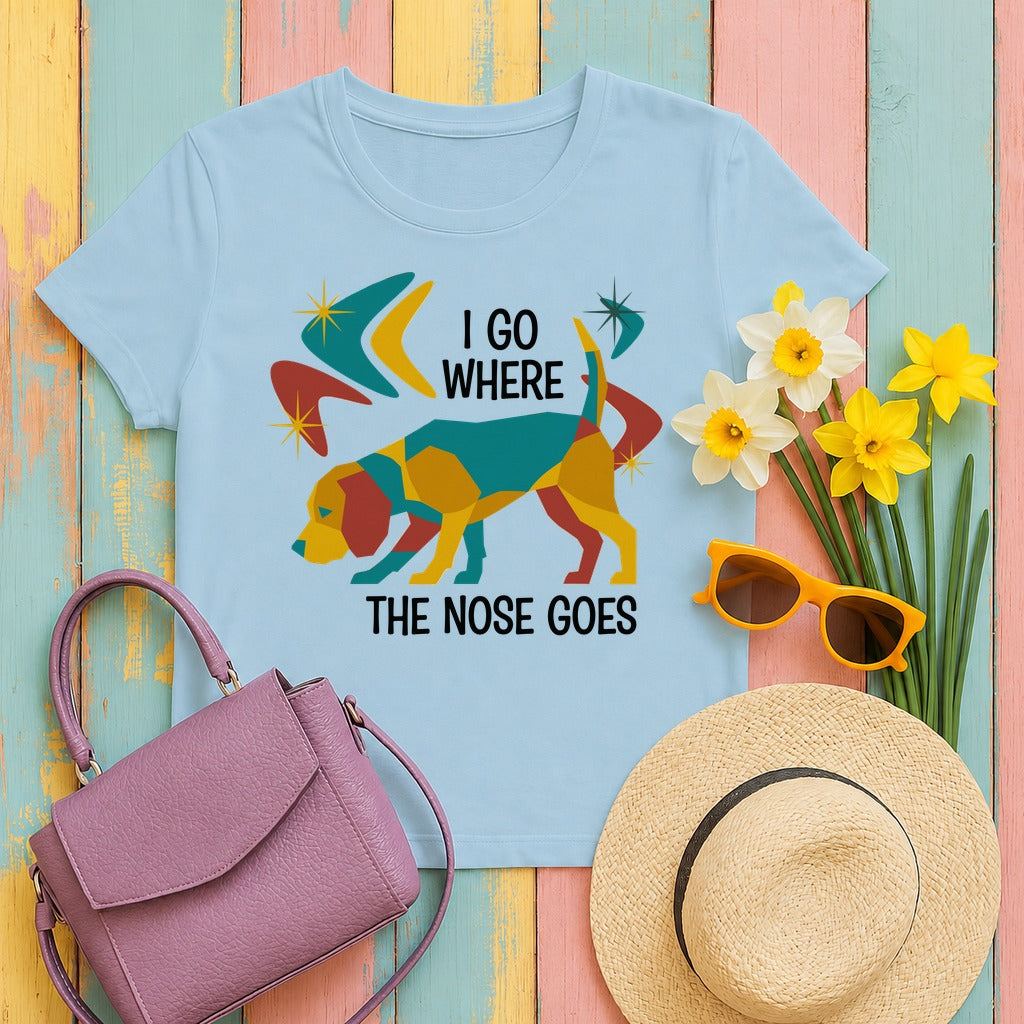 Retro Beagle Nose Knows Graphic T-Shirt in Light Blue