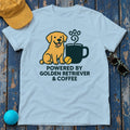 Golden Retriever & Coffee Power T-Shirt in Light Blue