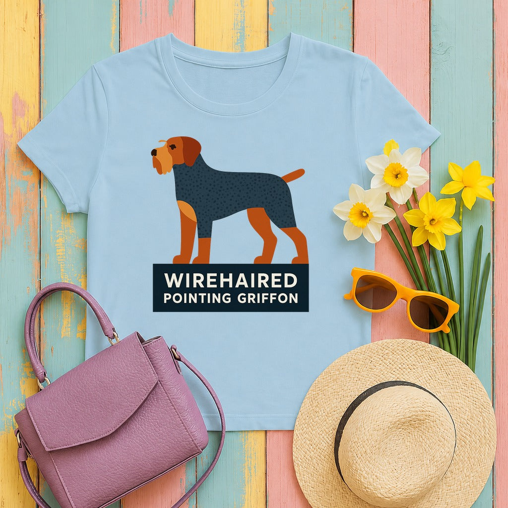 Wirehaired Pointing Griffon Silhouette T-shirt in Light Blue
