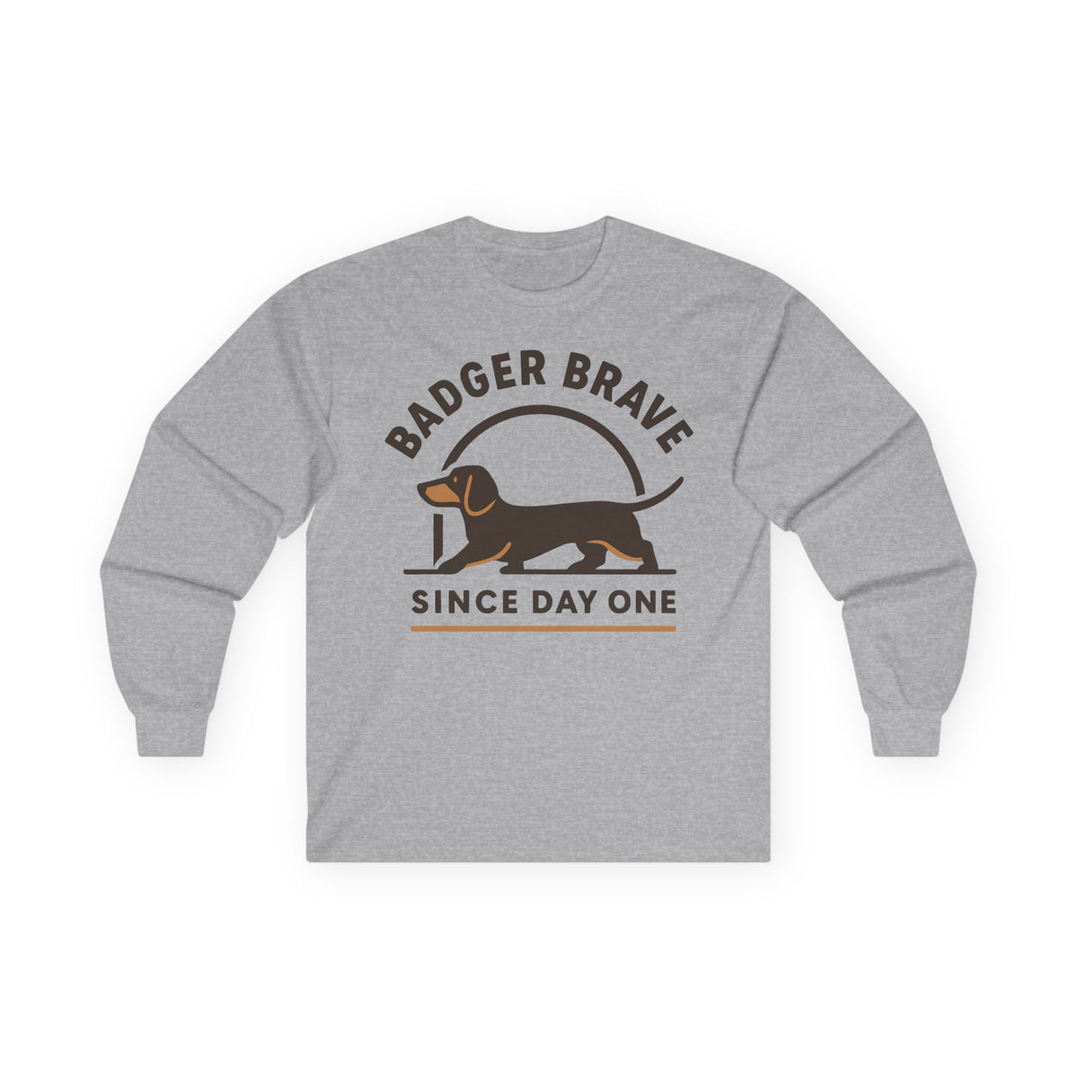 Badger Brave Dachshund Long Sleeve Tee in Sport Grey