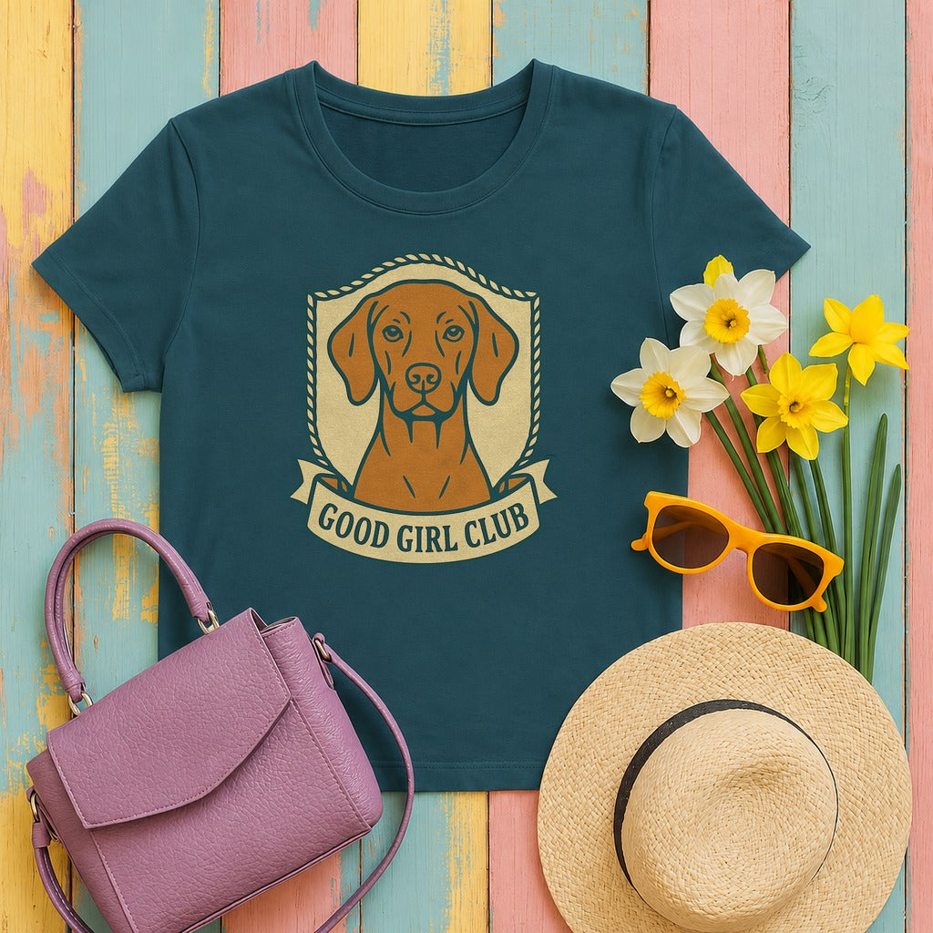 Vizsla Good Girl Club Tee in Heather Deep Teal