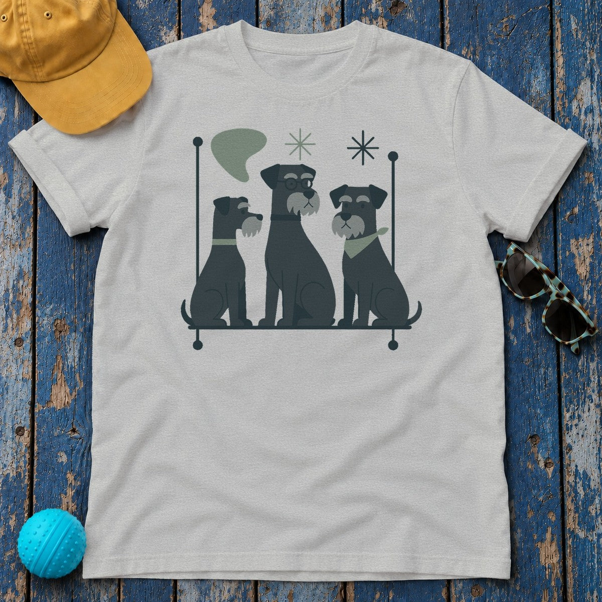 Mid-Century Schnauzer T-Shirt in Sport Grey