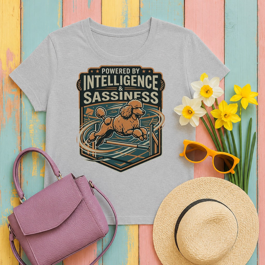 powered-by-sassiness-poodle tee flat lay hero v8