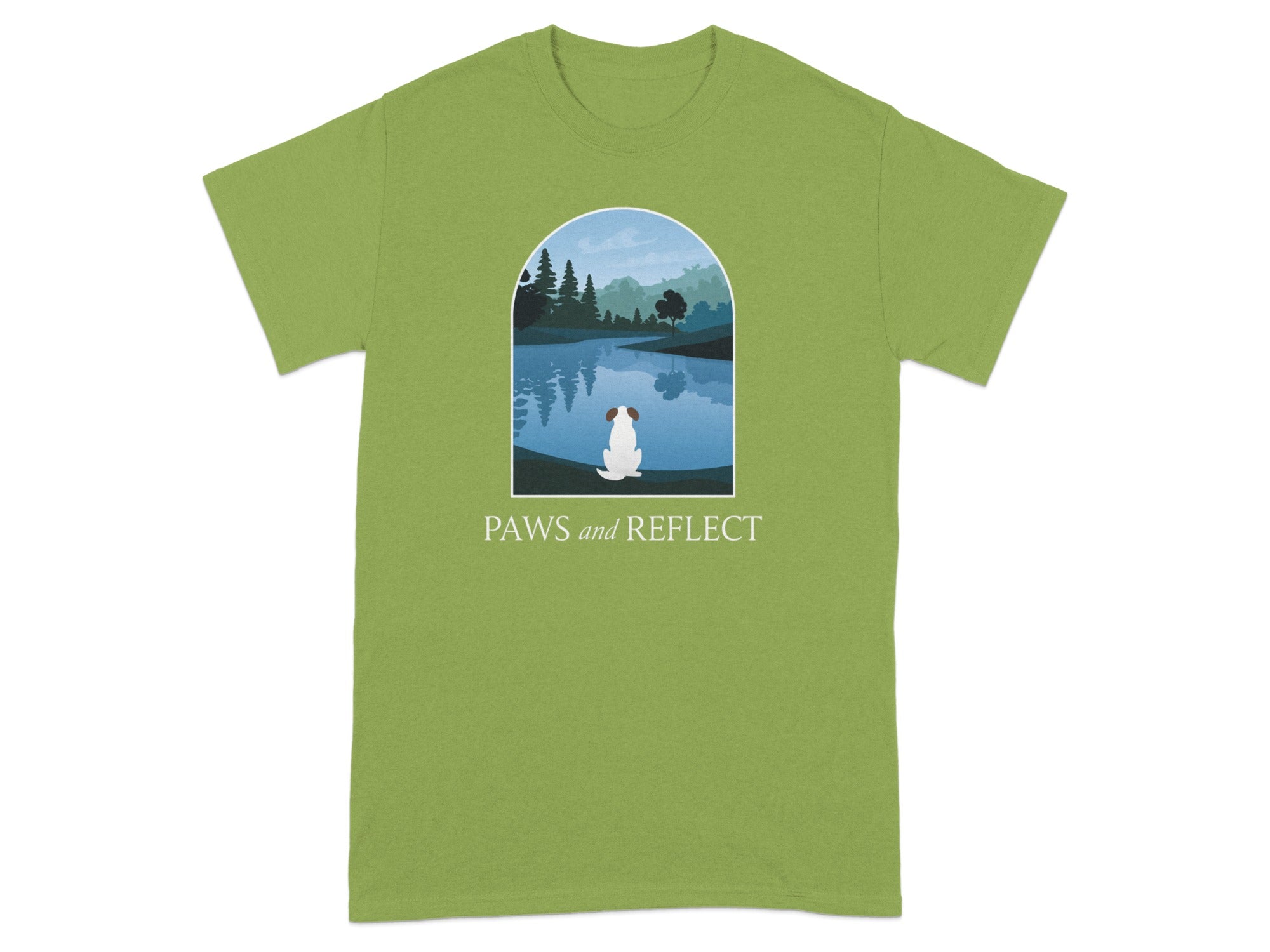 Paws and Reflect Green T-Shirt Featuring Scenic Design