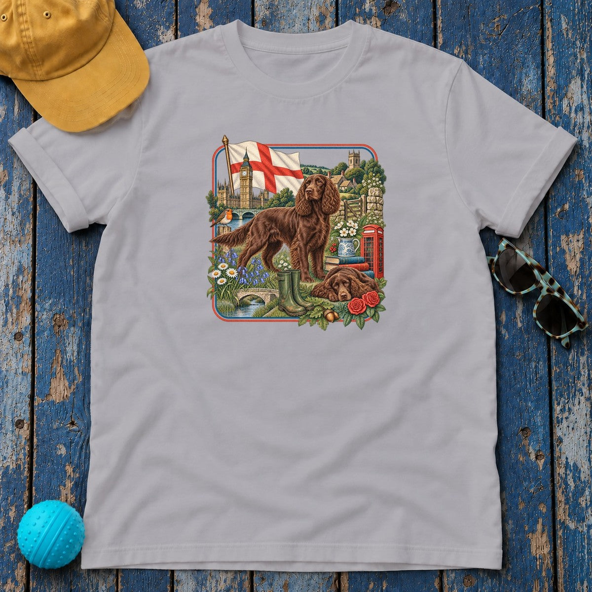 Field Spaniel England Heritage T-Shirt in Athletic Heather
