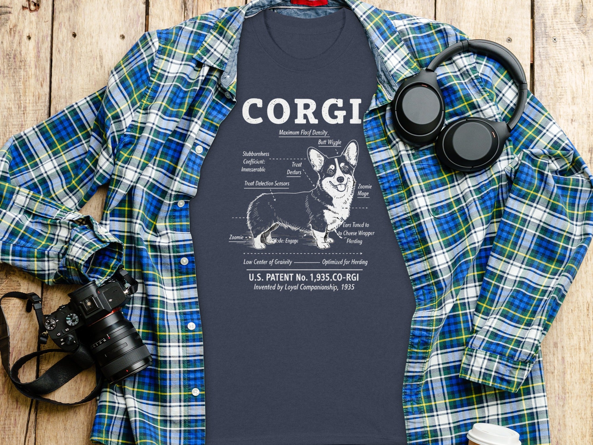 Corgi Graphic T-Shirt with Informative Diagram Design